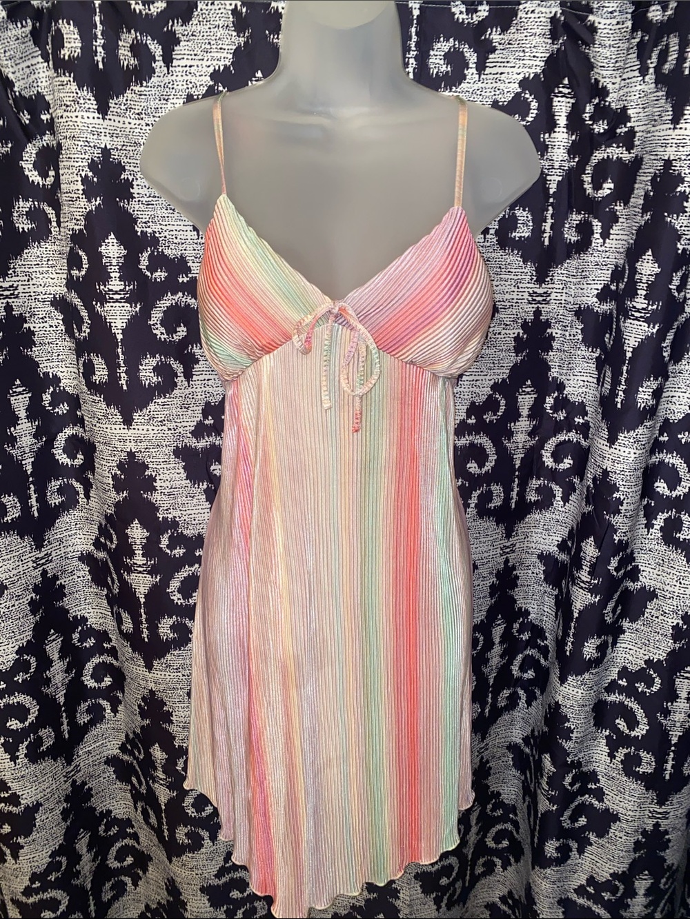 No Boundaries Pastel Multi-Stripe Mini Dress with Spaghetti Straps